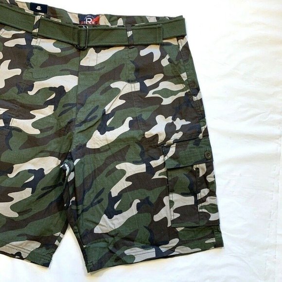 LR Scoop Camo Cargo Shorts Mens 42 Belted Ripstop Camouflage Outdoor Hiking NWT - Picture 5 of 12